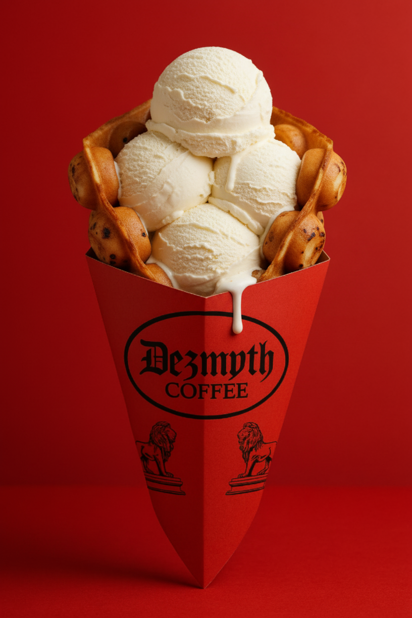 Ultra-realistic bubble waffle with ice cream